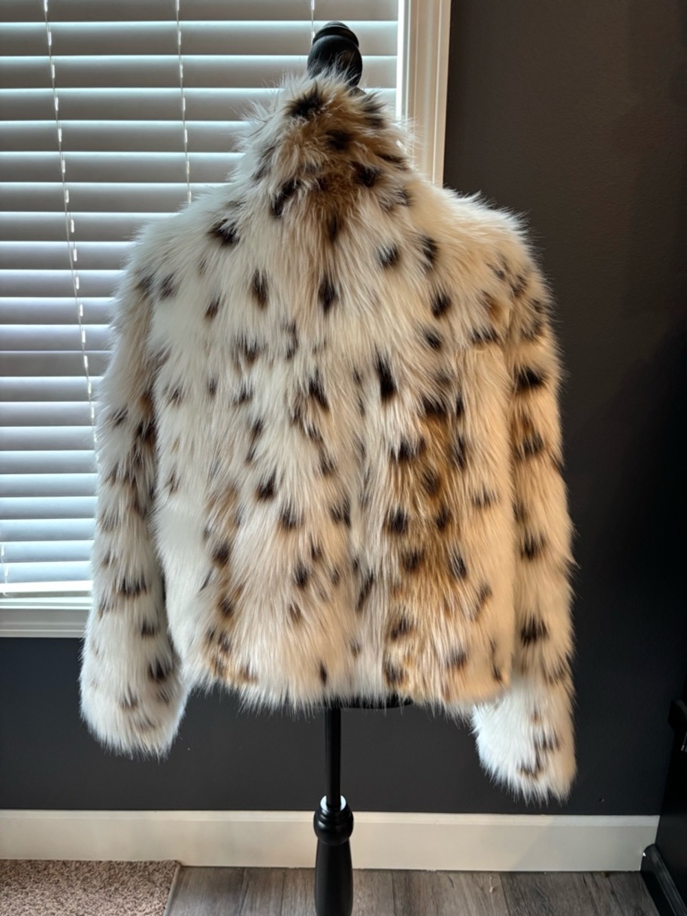 Zara Faux Fur Spotted Jacket - Cream and Brown - Picture 2 of 3
